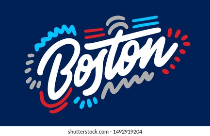 Boston hand written city name.Modern Calligraphy Hand Lettering for Printing,background ,logo, for posters, invitations, cards, etc. Typography vector.
