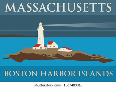 Boston Harbor lighthouse on a Little Brewster Island , United States