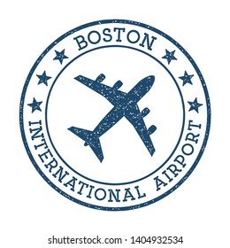 Boston International Airport logo. Airport stamp vector illustration. Boston aerodrome.