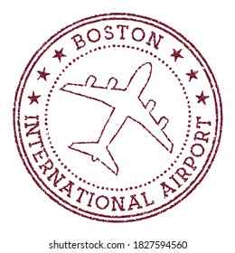 Boston International Airport stamp. Airport of Boston logo vector illustration.