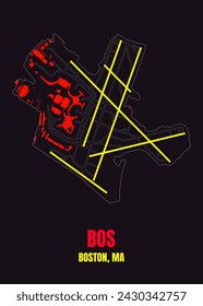 Boston Logan International Airport map poster art