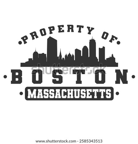 Boston, MA, USA City Varsity Skyline. A Logotype Sports College and University Style. Illustration Design Vector Emblem.