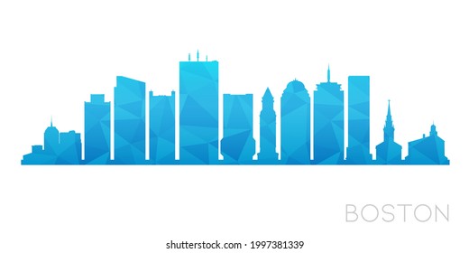 Boston, MA, USA Low Poly Skyline Clip Art City Design. Geometric Polygon Graphic Horizon Icon. Vector Illustration Symbol.