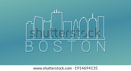 Boston, MA, USA Skyline Linear Design. Flat City Illustration Minimal Clip Art. Background Gradient Travel Vector Icon.