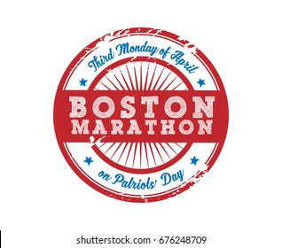 Boston Marathon sporting Event Patriots Day Badge Label Sticker Sign