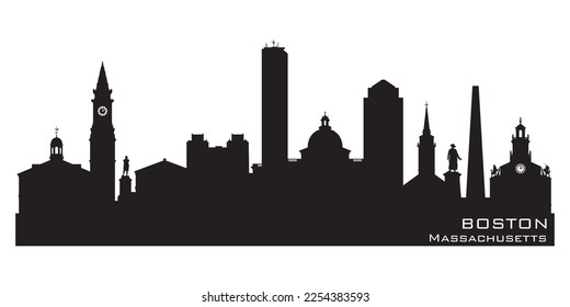 Boston Massachusetts city skyline Detailed vector silhouette