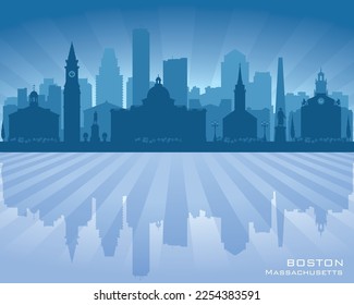 Boston Massachusetts city skyline vector silhouette illustration