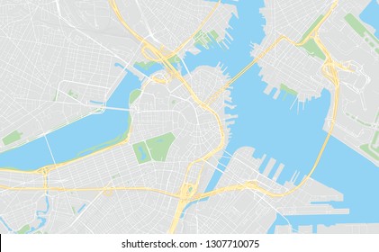 Boston, Massachusetts, classic colors, printable map, designed as a high quality background for high contrast icons and information in the foreground. svg