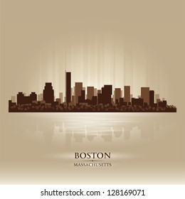 Boston, Massachusetts Skyline City Silhouette