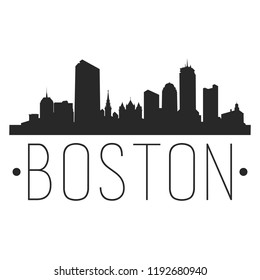 Boston Massachusetts Skyline Silhouette City Design Vector Famous Monuments.