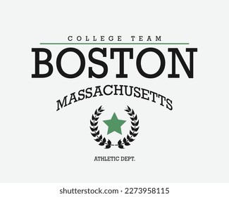 Texto del lema de Boston Massachusetts. Tipografía vintage de la universidad. Diseño de ilustraciones vectoriales para gráficos de moda, estampados de camisetas, sudaderas.