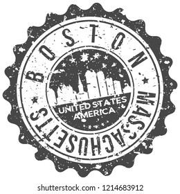 Boston Massachusetts Travel Stamp Icon City Design Tourism Export Seal