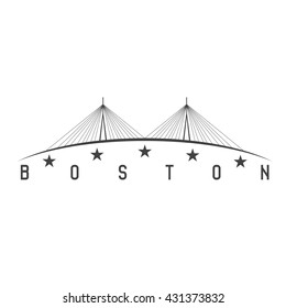 Boston Massachusetts USA skyline vector design illustration