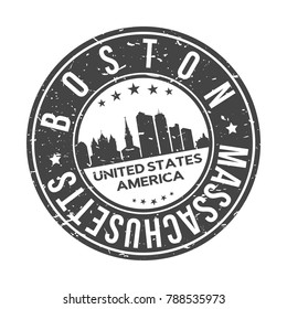 Símbolo de icono del logotipo del sello estadounidense de Boston Massachusetts Diseño Ciudad en línea aérea