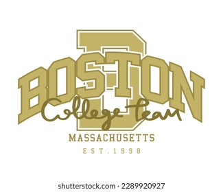 Boston Massachusetts vintage college typography. Vector illustration design for fashion graphics, t shirts, prints.