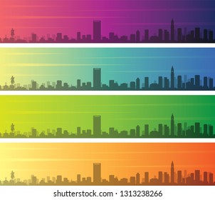 Boston Multiple Color Gradient Skyline Banner