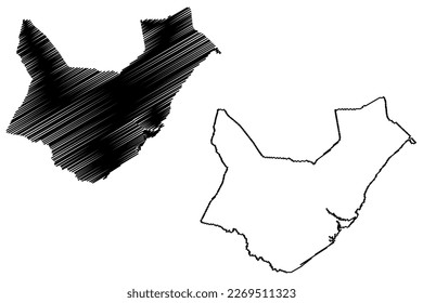 Boston non-metropolitan district, Borough (United Kingdom of Great Britain and Northern Ireland, ceremonial county Lincolnshire or Lincs, England) map vector illustration, scribble sketch map