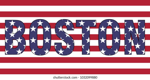 Boston on USA flag
