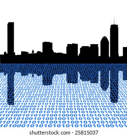 Boston skyline with binary perspective illustration