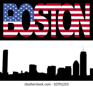 Línea aérea de Boston con ilustración de texto de la bandera de Boston