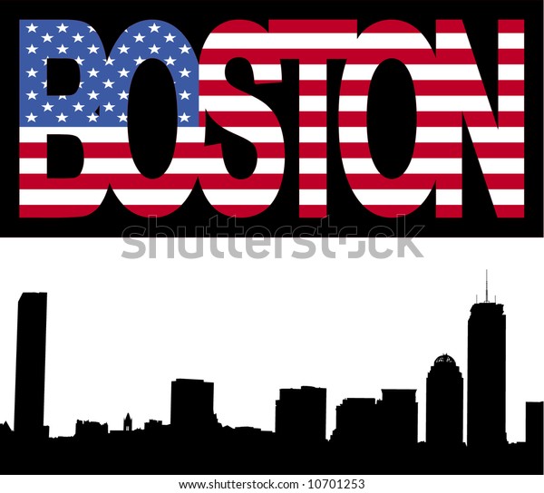 Boston Skyline Boston Flag Text Illustration Stock Vector ...