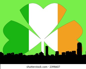 Boston skyline Happy St Patricks day illustration