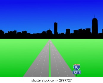 Boston skyline and interstate 93 illustration