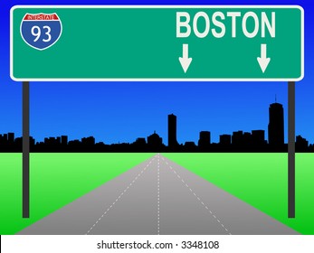 Esquina de Boston e interstate 93, ilustración de signo