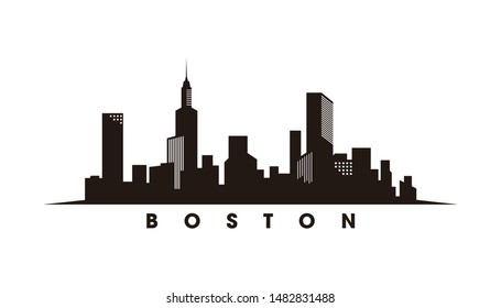 Boston Skyline And Landmarks Silhouette Vector