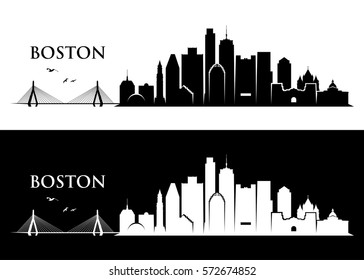 Boston skyline - Massachusetts - vector illustration