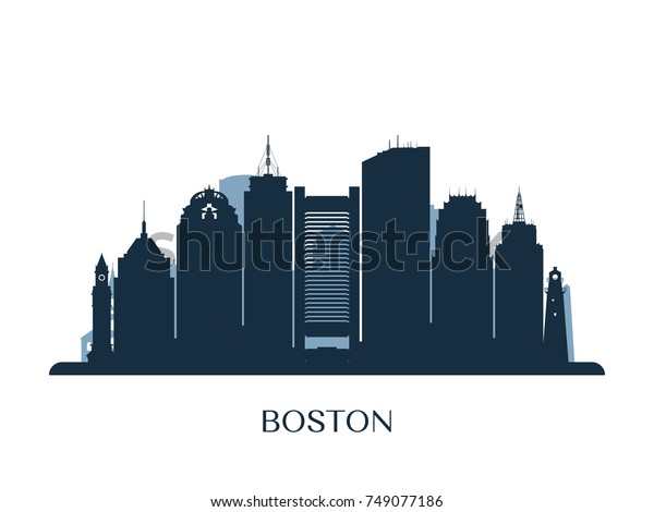 Boston Skyline Monochrome Silhouette Vector Illustration Stock Vector ...