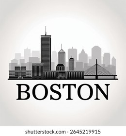 Boston Skyline Silhouette — Historic Massachusetts City Vector Illustration