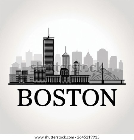 Boston Skyline Silhouette — Historic Massachusetts City Vector Illustration
