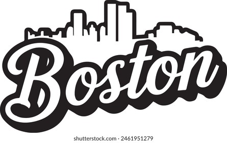 Boston Skyline Silhouette Vector Illustration