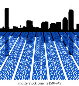 Esquina de Boston con ilustración de primer plano de texto