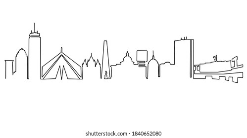 Boston Skyline Vector
Ine Drawing. Simplified Drawing Includes All The Famous Landmarks And Towers.