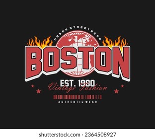 moda vintage de diseño de tipografía de eslogan boston. ilustración de diseño variado para ropa de calle y diseño de camisetas de estilo urbano, capuchas, etc