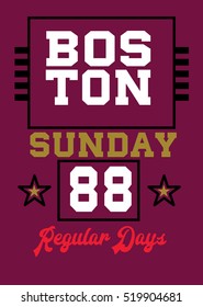 boston sunday,t-shirt print poster vector illustration