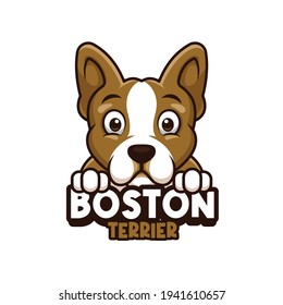 Boston Terrier Cute Cartoon Dog Logo for Pet Shop Pet Care Animal