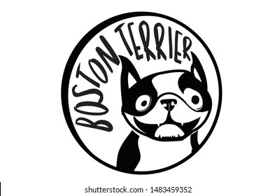 Boston Terrier Dog Art Logo