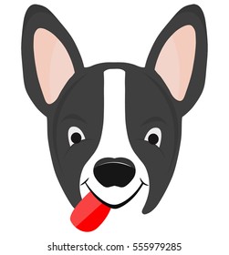 Boston Terrier Dog Emoji Happy Face with Tongue Out