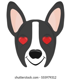 Boston Terrier Dog Emoji Happy Face with Hearts in Eyes