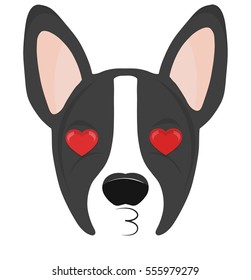 Boston Terrier Dog Emoji Kissing Face with Hearts in Eyes