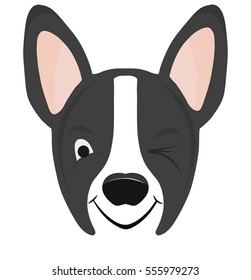 Boston Terrier Dog Emoji Winky Face