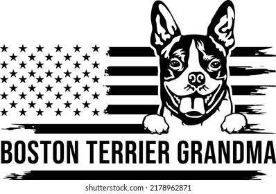 Boston Terrier dog Grandma dog owner EPS Vector ART