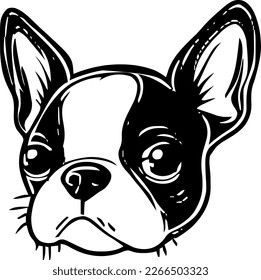 Boston Terrier  dog head  vector illustration  black color  vector image