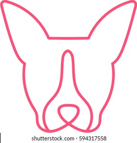 Boston Terrier dog line art logo design icon for pet lovers