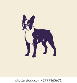 Boston terrier dog logo design vector art silhouette illustration icon.