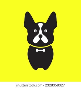 boston terrier dog pets puppy cute stand mascot colorful modern logo icon vector illustration