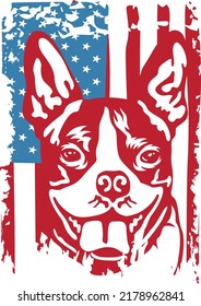 Boston Terrier dog vintage flag EPS Vector ART